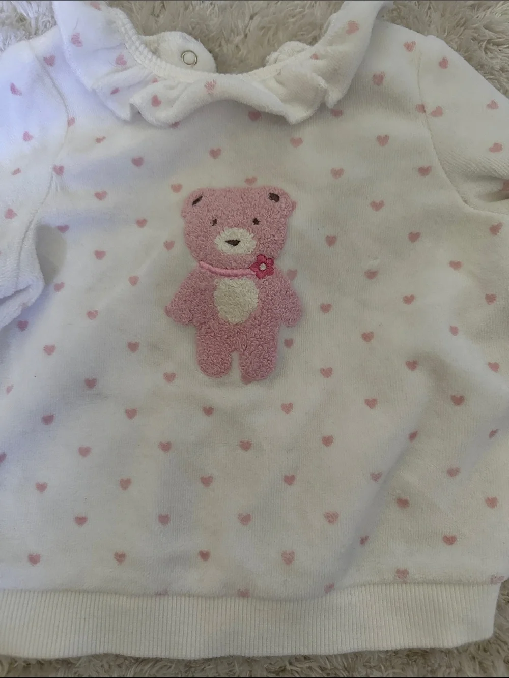 Baby Two-Piece Bear Sweater Set in White and Pink